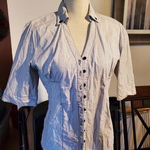 Button up vee neck blouse